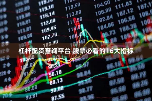 杠杆配资查询平台 股票必看的16大指标